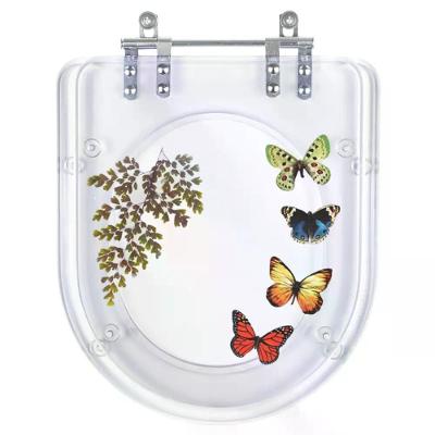 Tampa De Vaso Decorada Etna Transparente Borboletas 6Lpf