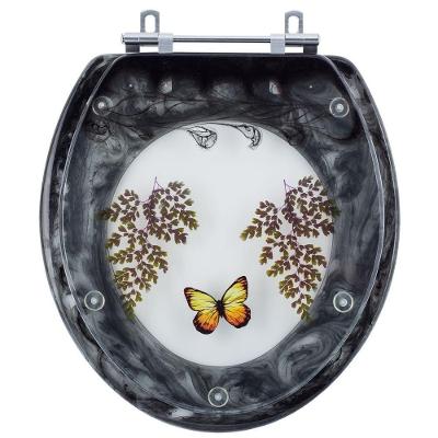 Assento Sanitário Poliester Borboleta Fiore Preto