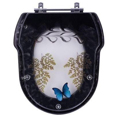 Tampa De Vaso Decorada Hampton Preto Para Louça Incepa