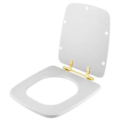 Assento Sanitário Poliéster Suite Branco Ferragem Dourada