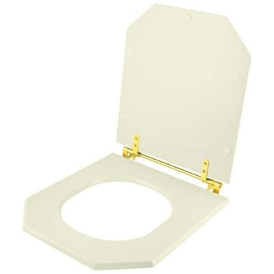 Assento Sanitário Poliester (Bege Claro)Com Ferragem Dourada
