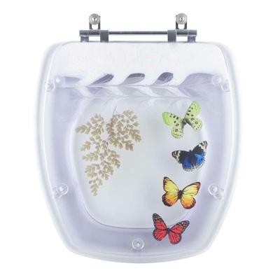 Tampa De Vaso Poliéster Decorada Borboleta Stylus Branco Para Louça Celite