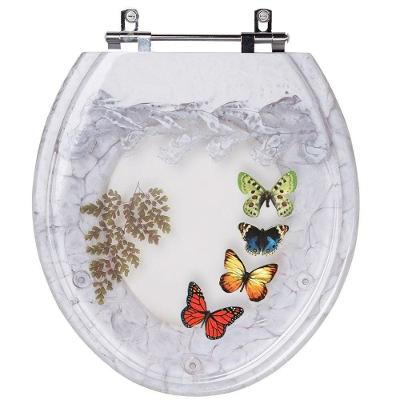 Assento Sanitário E Cesto De Lixo Decorados 4 Borboletas