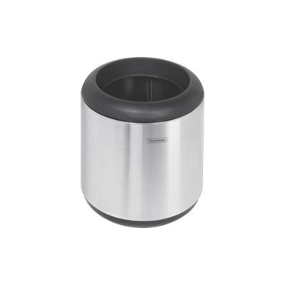 Lixeira Inox Cápsula Com Acabamento Scotch Brite E Aro E Base Em Polipropileno 7 L