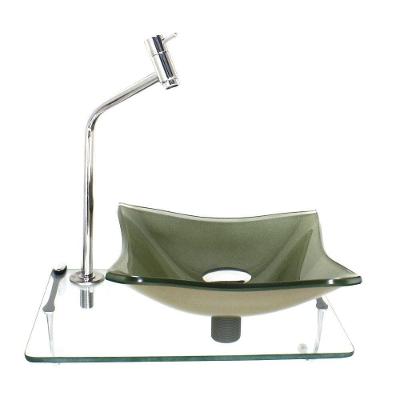 Kit Cuba De Vidro 10mm Champanhe Tampo 40cm Incolor Torneira