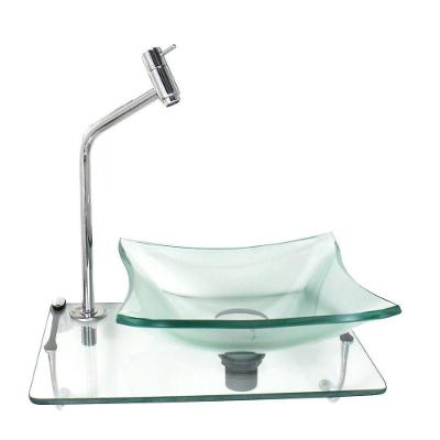 Kit Cuba De Vidro 10mm Tampo 40cm Incolor Torneira Valvula