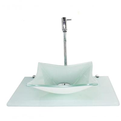 Kit Cuba De Vidro 10mm Tampo 50cm Branco Torneira Válvula