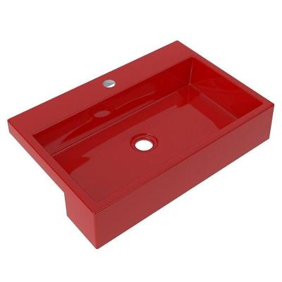 Cuba Pia Semi Encaixe Para Banheiro Retangular 54cm Xrt C08 Vermelho