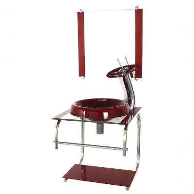 Gabinete De Vidro 40cm Inox Com Torneira Cascata
