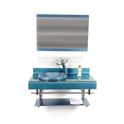 Gabinete De Vidro 90cm Inox Com Torneira Cascata