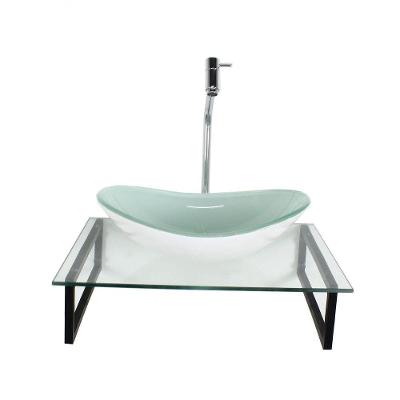 Kit Cuba De Vidro Branca Com Tampo E Suporte Preto