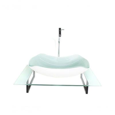 Kit Cuba De Vidro Abaulada Tampo Branco E Torneira Valvula