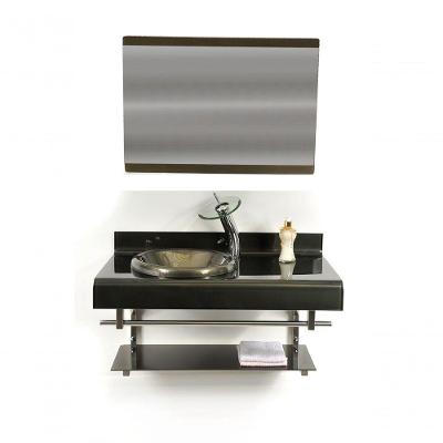 Gabinete De Vidro 90cm Duplo Inox Com Torneira Cascata
