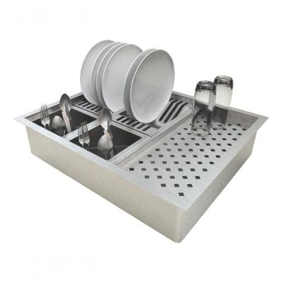 Kit Cuba 70X40 Inox Calha Escorredor 55Cm Porta Útensilios