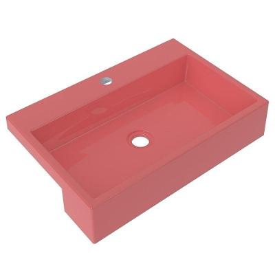 Cuba Pia Semi Encaixe para Banheiro Retangular 54cm Rosa