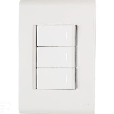 Conjunto 4x2 Com 3 Interruptores Simples Tramontina Liz 10 A 250 V Branco Tramontina