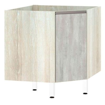 Balcão Sem Tampo Canto Diagonal Luciane Luci Legno Crem e Concreto