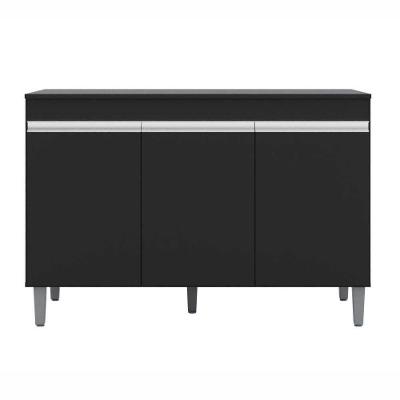 Balcão De Pia Cozinha Manu 120cm Preto 1888 Sem Tampo