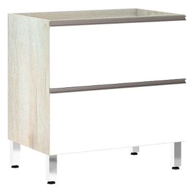 Balcão Sem Tampo 80cm Misto Basculante Luci Legno Crem e Branco