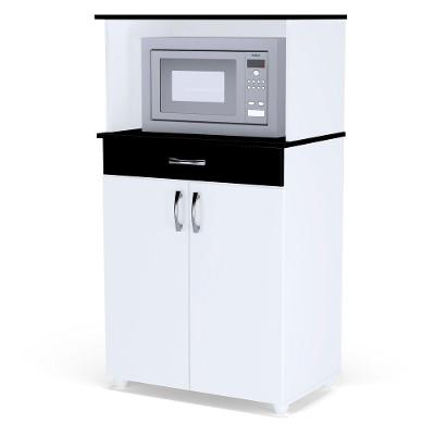 Balcão Microondas Cozinha 2 Portas Carina Branco E Preto
