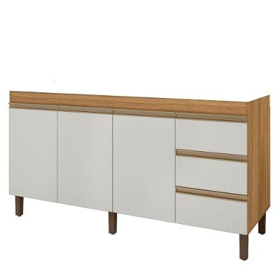 Balcão Gabinete 159Cm 3 Portas P14 Nature/Off White