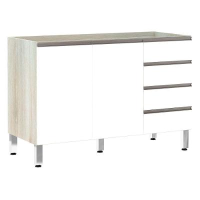Balcão De Pia Sem Tamp 120cm E Luci Legno Crem e Branco