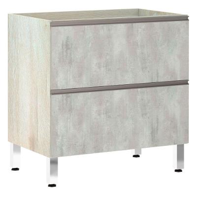 Balcão Sem Tampo 80cm Misto Basculante Luci Legno Crem e Concreto