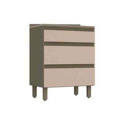 Balcão de Cozinha Modulado  Connect 3 Gavetas c/ Tampo Duna/Cristal - Henn