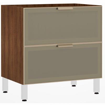 Balcão Sem Tampo 80cm Basculante Com Vidro Reflecta Bronze Jade