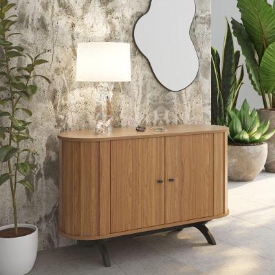 Balcão Buffet Curvo Em Mdf Freijó-Preto 130cm Tb289