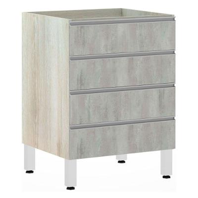 Balcão Sem Tampo Gaveteiro 60cm Lis Legno Crem e Concreto