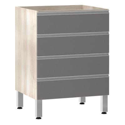 Balcão Sem Tampo Gaveteiro 60cm Lis Legno Crem e Cinza Puro