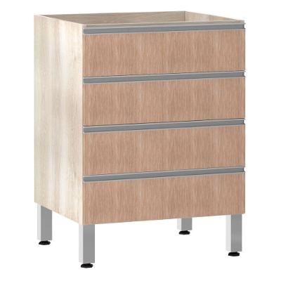 Balcão Sem Tampo Gaveteiro 60cm Lis Legno Crem e Cumaru