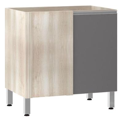 Balcão Sem Tampo De Canto Reto Luciane 80cm Lis Legno Crem e Cinza Puro