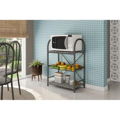 Fruteira 2 Prateleiras Granito Cromo Preto