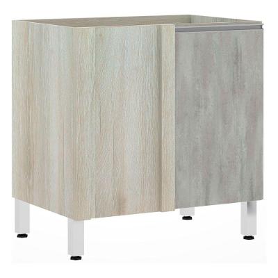 Balcão Sem Tampo De Canto Reto Luciane 80cm Lis Legno Crem e Concreto