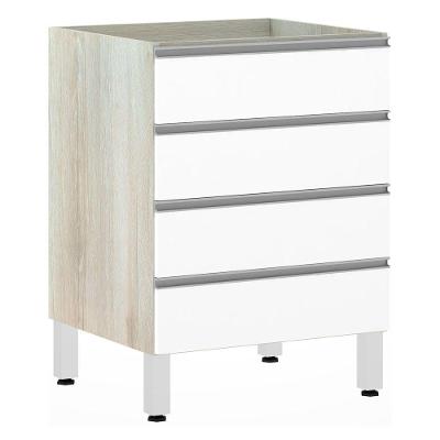 Balcão Sem Tampo Gaveteiro 60cm Lis Legno Crem e Branco Mat