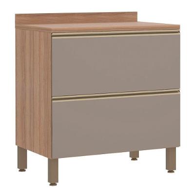 Balcão Luciane Yara 80 Cm 2 Gavetões Com Tampo 1303/199 Vanilla/Grafite