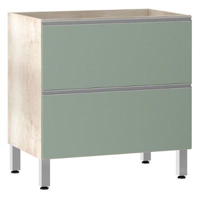 Balcão Sem Tampo 80cm Misto Basculante Lis Legno Crem e Verde Jade