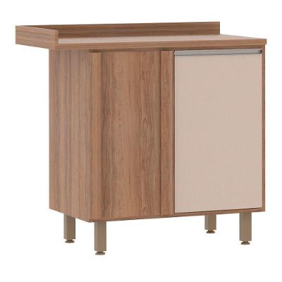 Balcão e Tampo Canto Reto 95 Cm De Abrir 1 Prateleira Lari Vanill e Connect