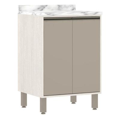 Balcão e Tampo 60 Cm De Abrir 1 Prateleira Com Mocca Laca