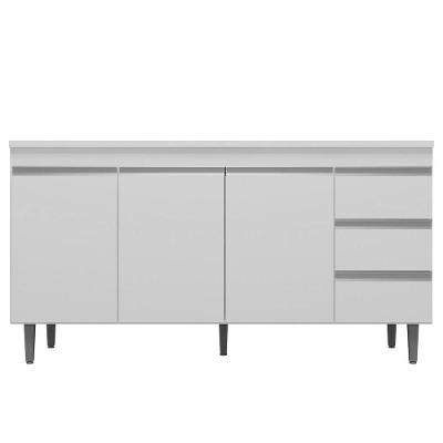 Balcão Gabinete De Pia Sem Tampo 160Cm 3 Portas 3 Gavetas Andréia Branco - Ajl Móveis