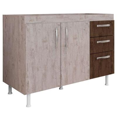 Balcão Gabinete De Pia Sem Tampo 120Cm 2 Portas Nathan - Nathy Móveis Rústico/Chocolate
