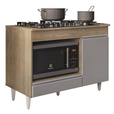 Balcão Multiuso Para Cooktop 4 Bocas Georgia Castanho cinza