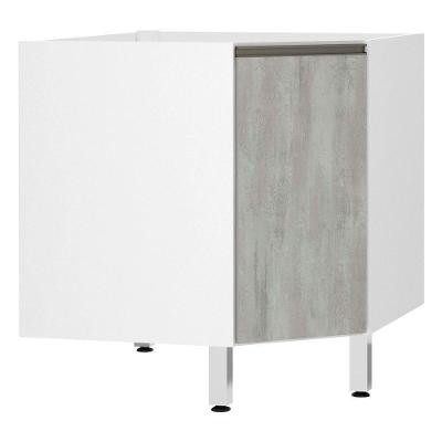 Balcão Sem Tampo Canto Diagonal Branco Com Concreto