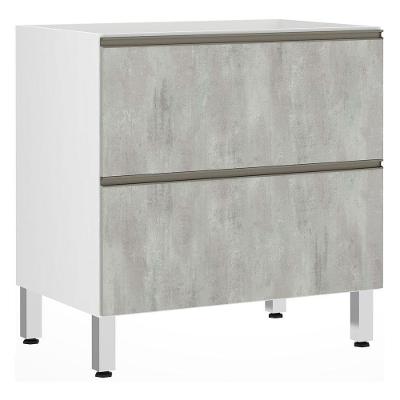 Balcão Sem Tampo 80cm Basculante Branco Com Concreto