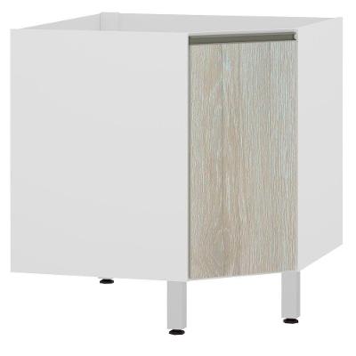 Balcão Sem Tampo Canto Diagonal Branco Com Legno Crema