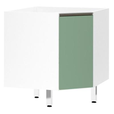 Balcão Sem Tampo Canto Diagonal Branco Com Verde Jade