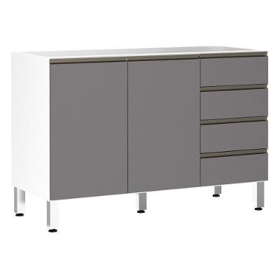 Balcão De Pia Sem Tamp 120cm Branco Com Cinza Puro