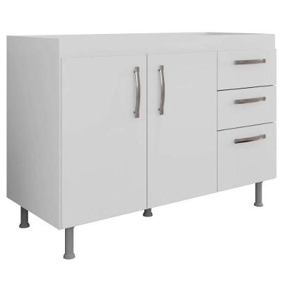 Balcão Gabinete De Pia Sem Tampo 120Cm 2 Portas Nathan - Nathy Móveis Branco